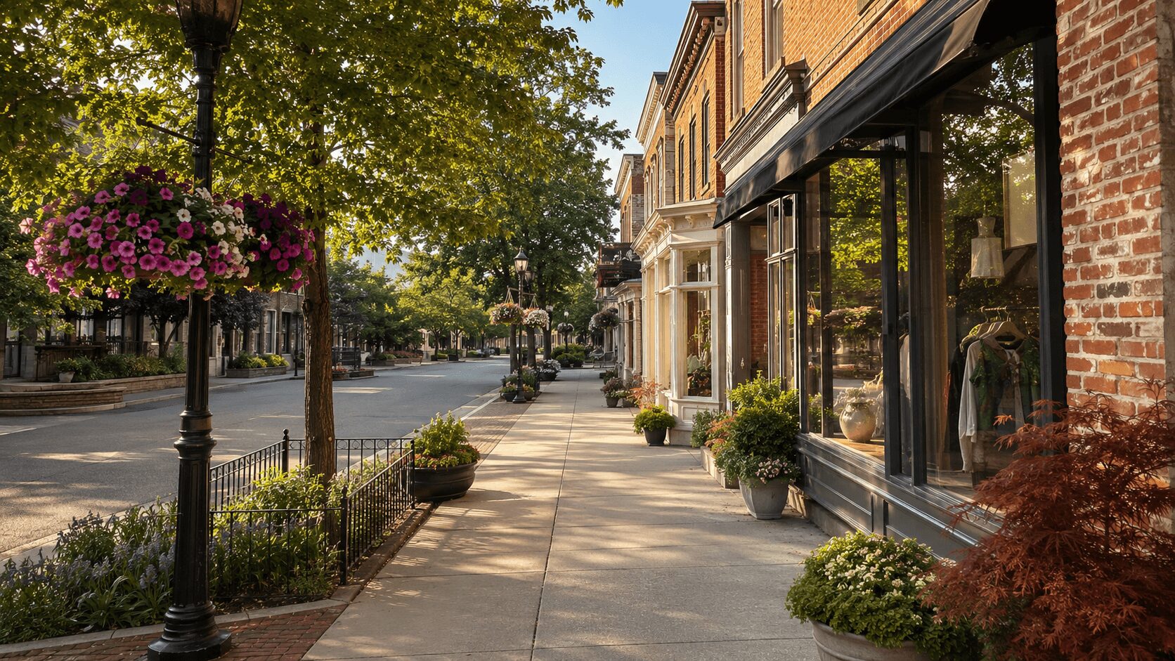 Walkable historic downtown in a Detroit suburb